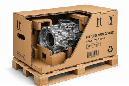 Reinforced corrugated shipping cases for B2B industrial logistics