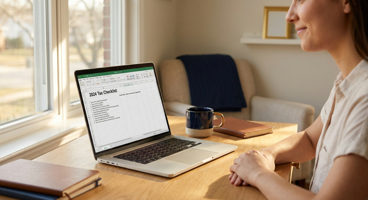 Freelancer at a desk reviewing self assessment tax information on a laptop