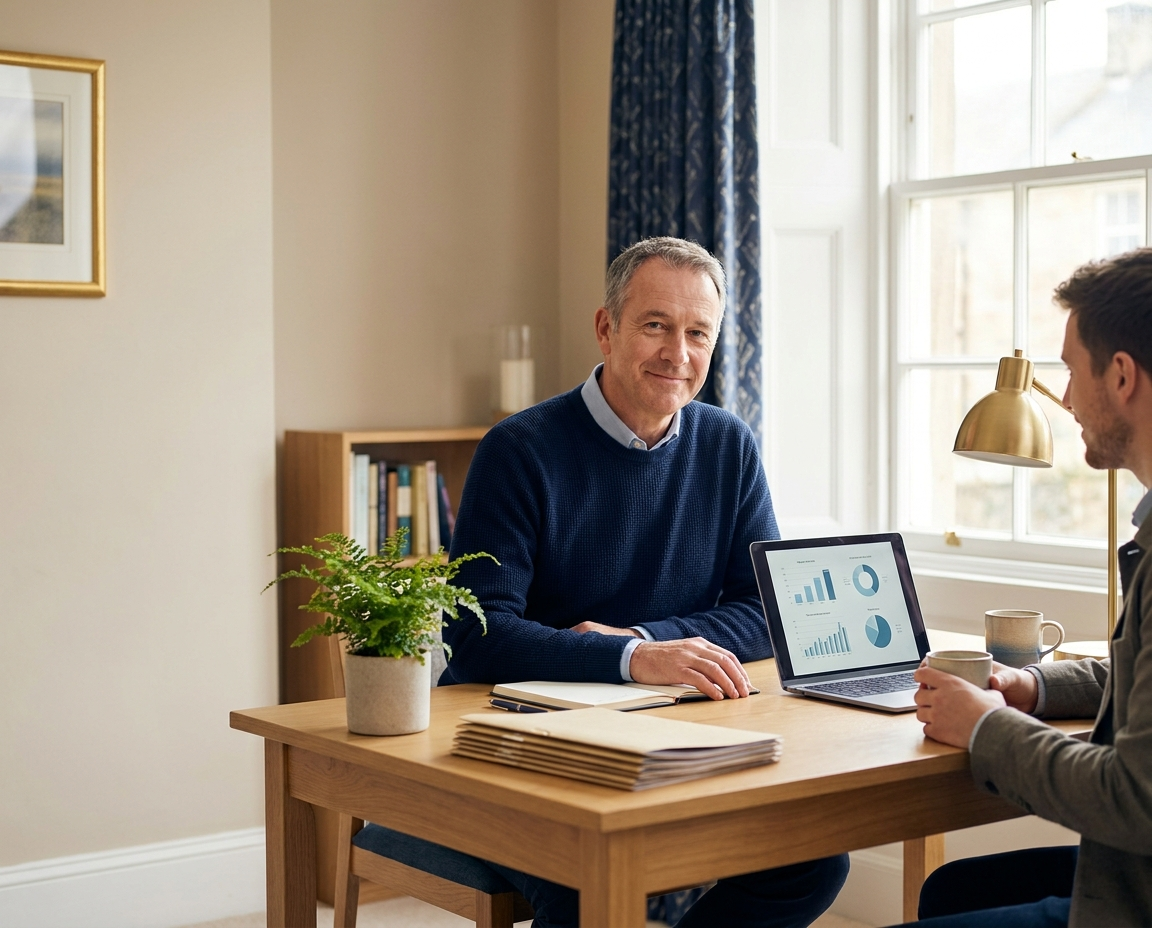New business owner reviewing startup accounts and financial records at a desk