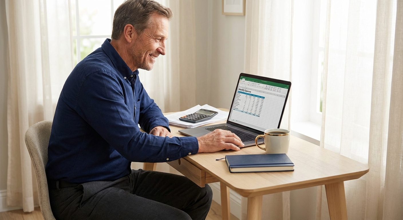 Small business owner reviewing financial records at a desk, representing bookkeeping for small businesses in plain English