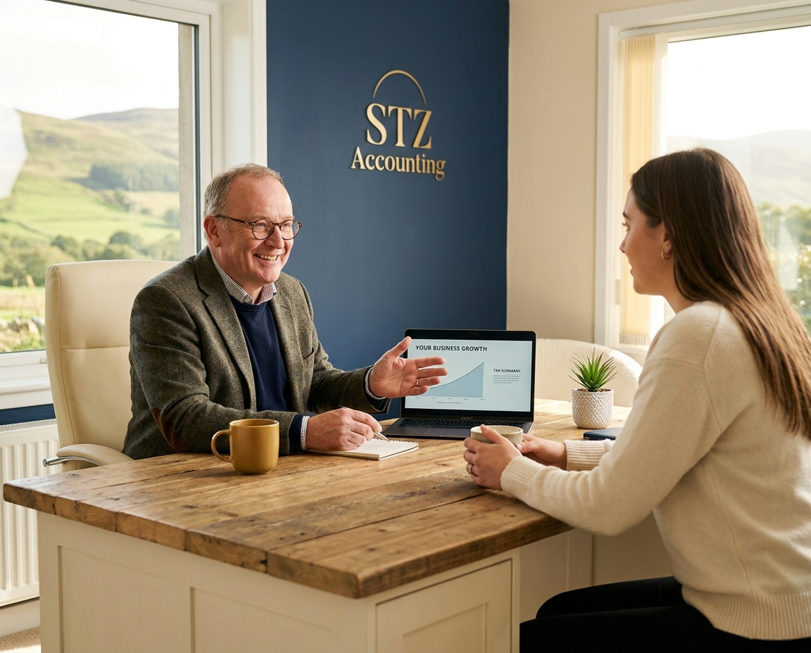 Person reviewing limited company accounts and financial documents at a desk, representing the question of whether you need an accountant for a limited company in Scotland