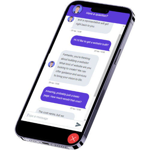 An example photo of Scaleasy's information AI chat, which shows a Live Chat bot providing key information to a website visitor.