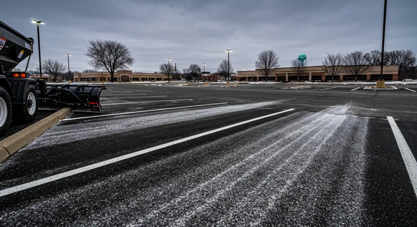 Commercial parking lot plowing
