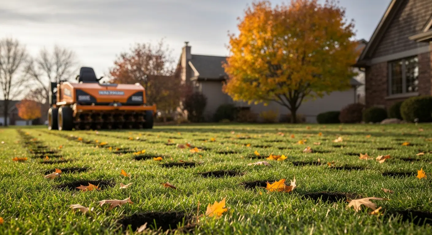 Fall lawn aeration