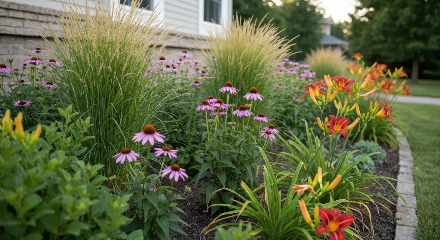 Low-maintenance perennial bed