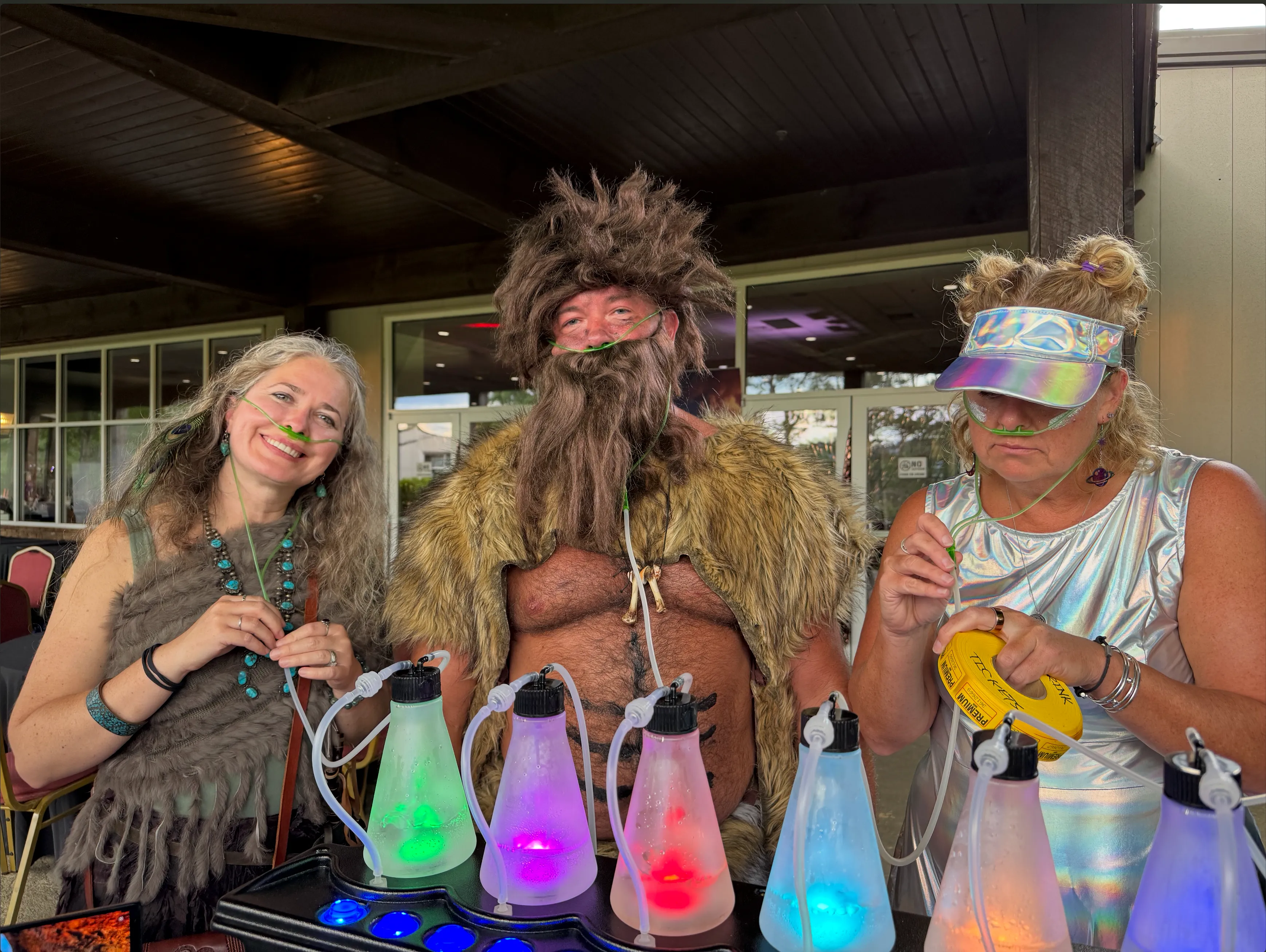 OxygenBar360 oxygen bar at an upscale event lounge with LED bottles