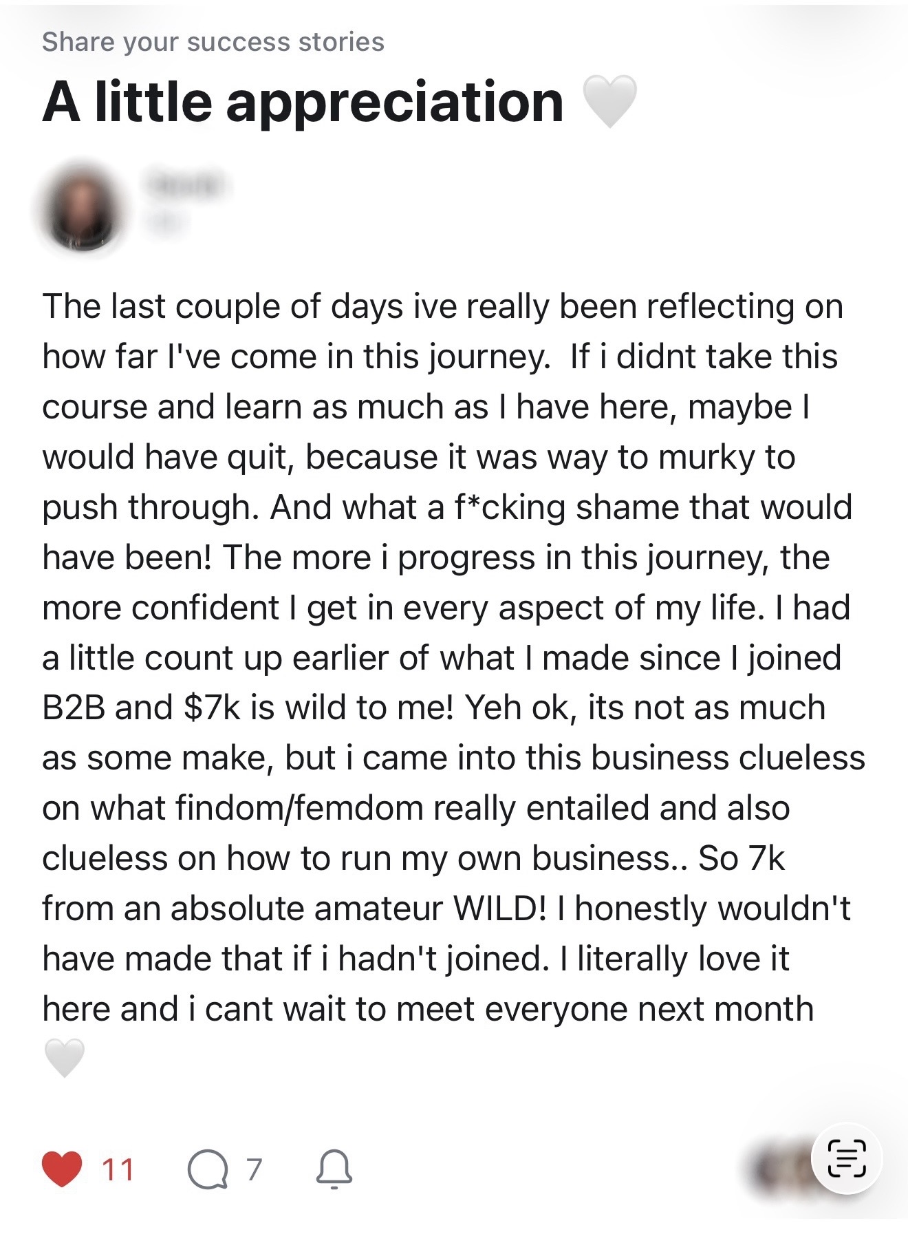 Student testimonial