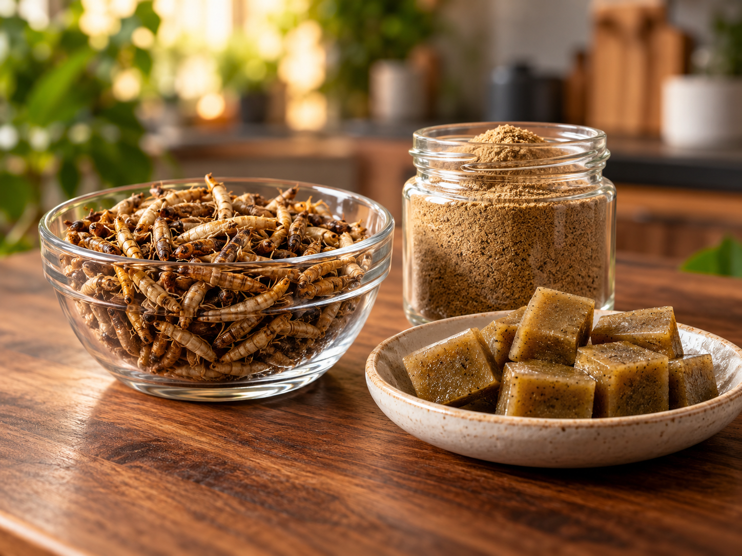 Prepared feeder insects including freeze-dried insects, powders and gels