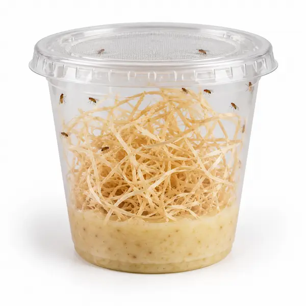 Fruit fly culture cup for feeding dart frogs, baby reptiles and other small insect-eating pets