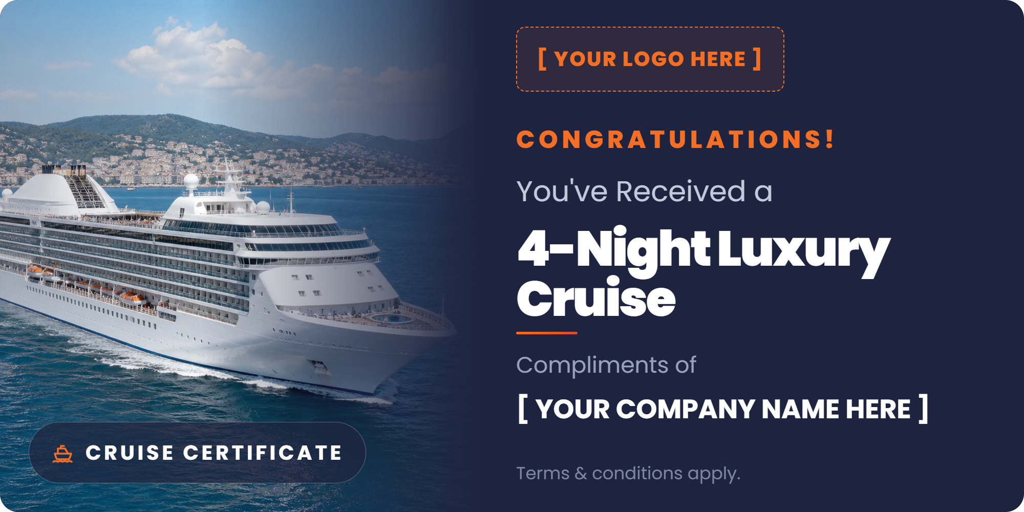 Nitro Incentives cruise certificate, branded with your office's logo and name