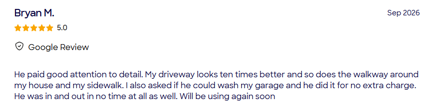 Customer review 2 for Liquid Magic Exterior Cleaning Service