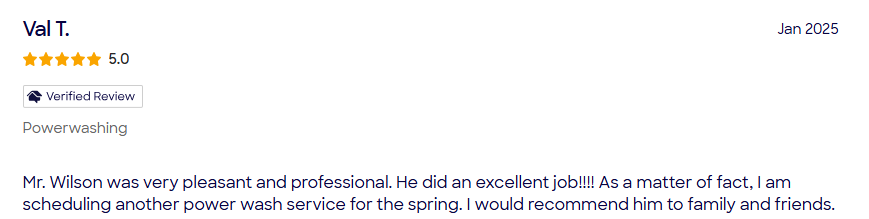 Customer review 12 for Liquid Magic Exterior Cleaning Service