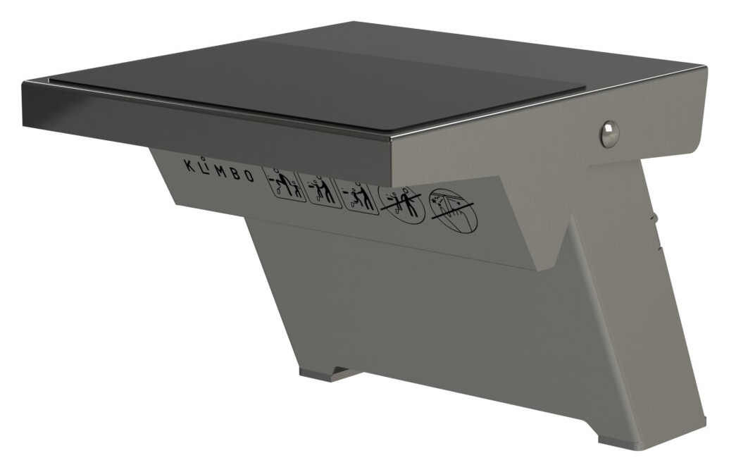 Klimbo K02 retractable step stool, rendering in standard grey