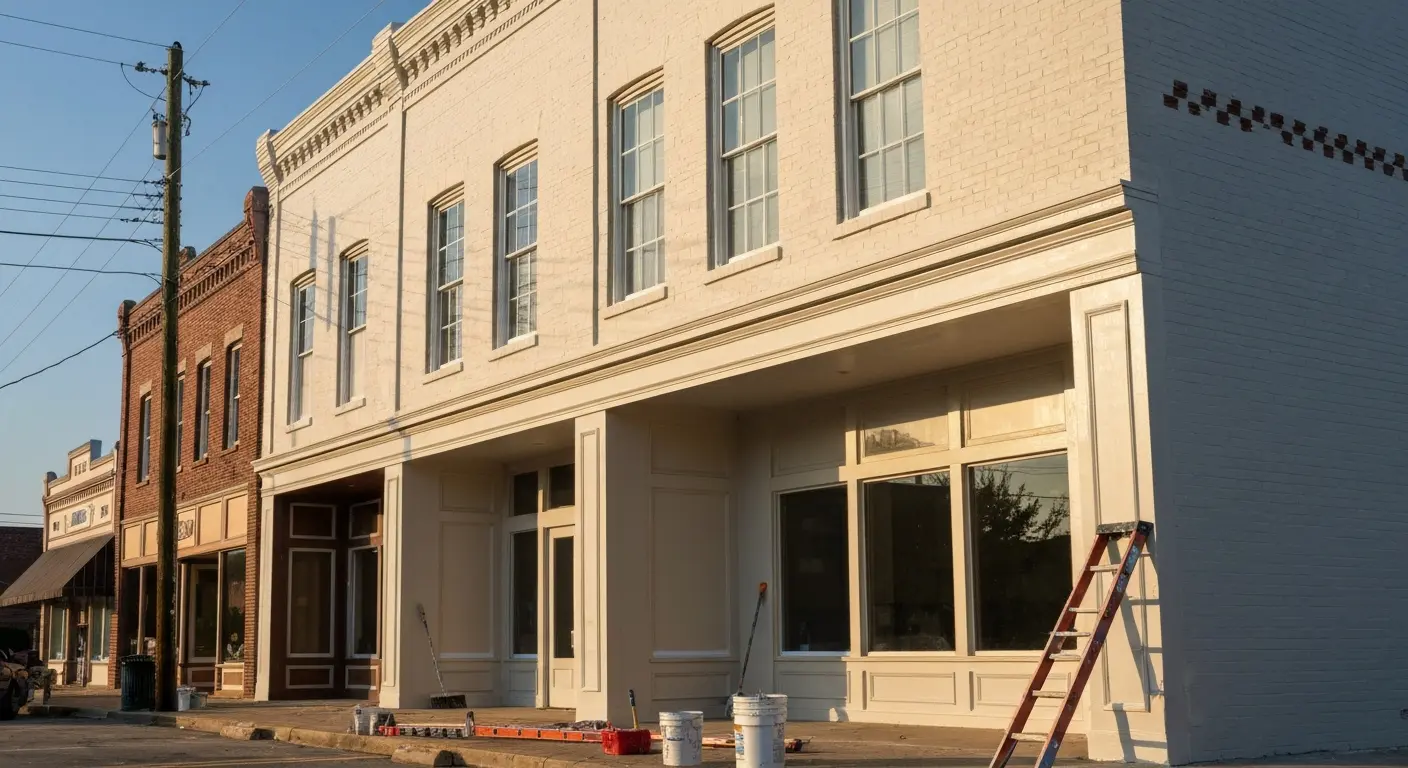 Commercial building exterior painting