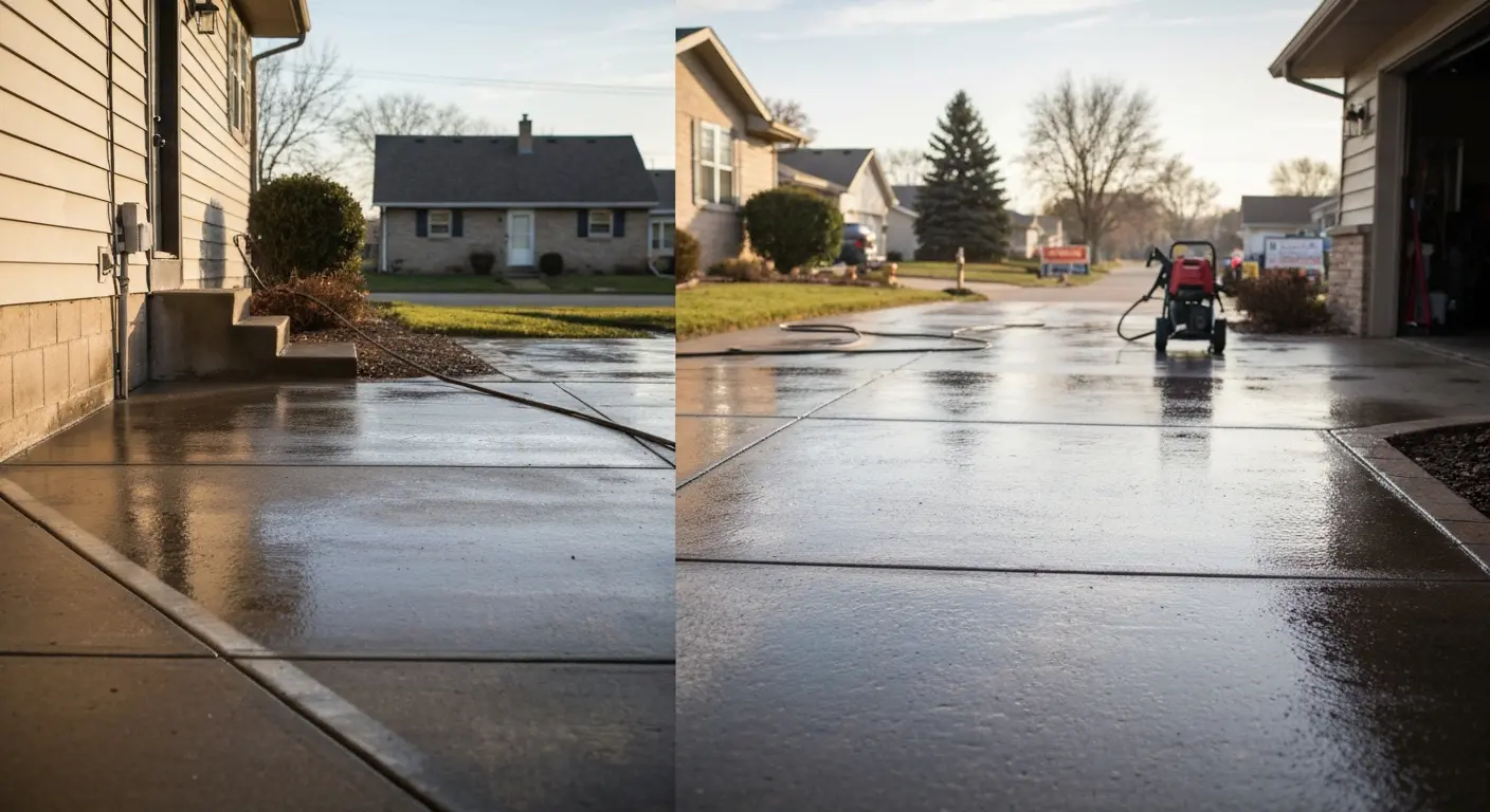 Driveway pressure washing