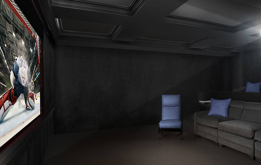 Theater room with acoustic panels