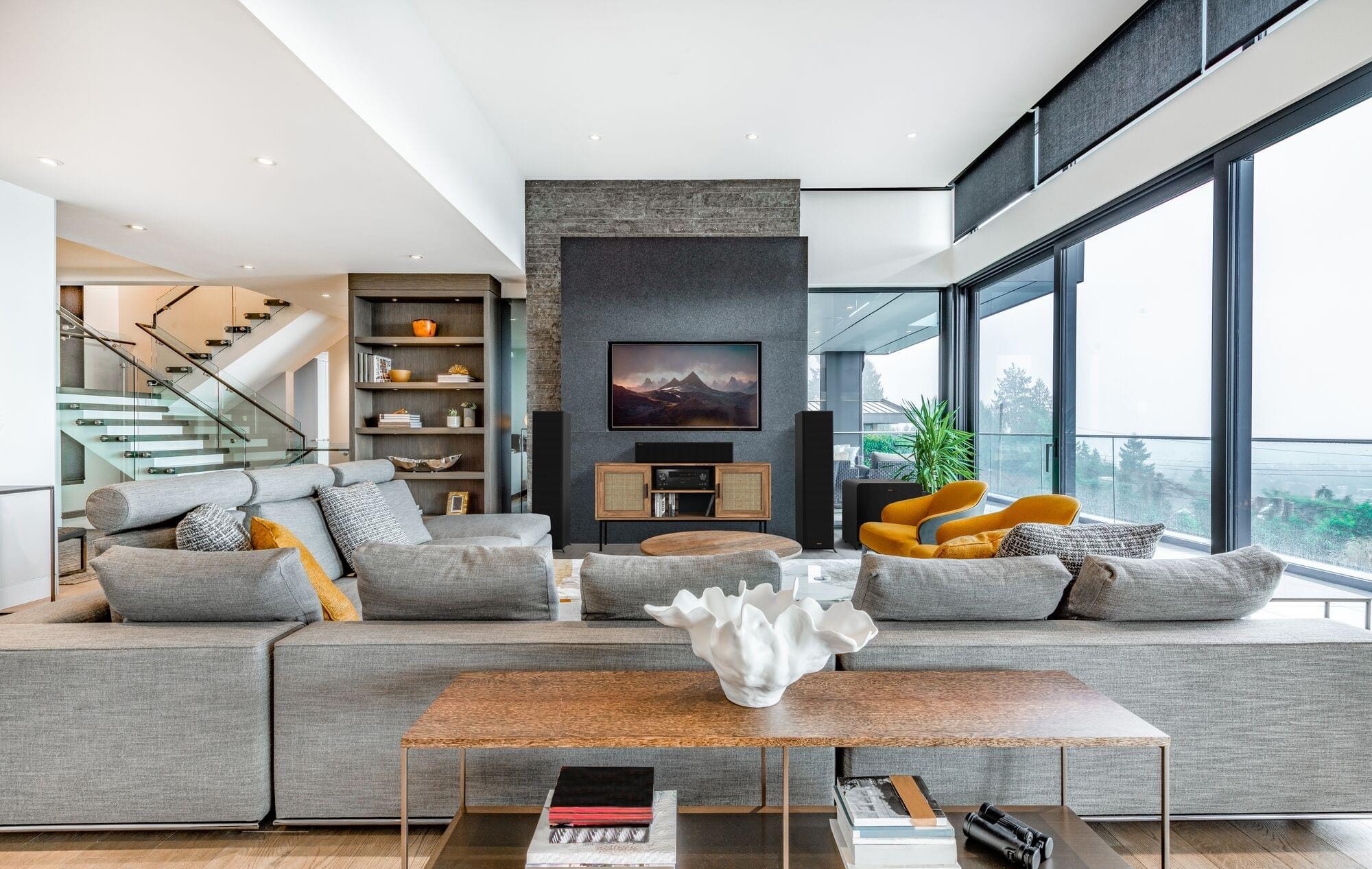 TV wall with surround sound