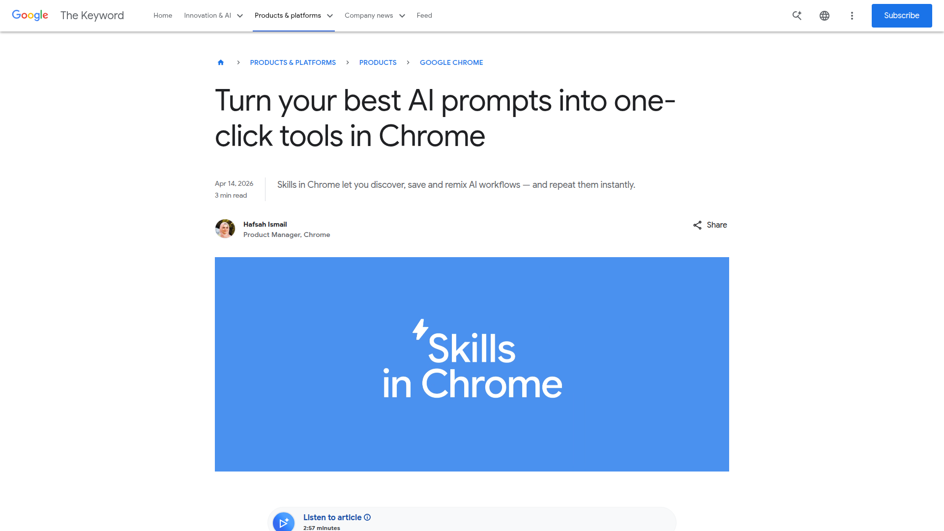 Featured image for Google Chrome Skills
