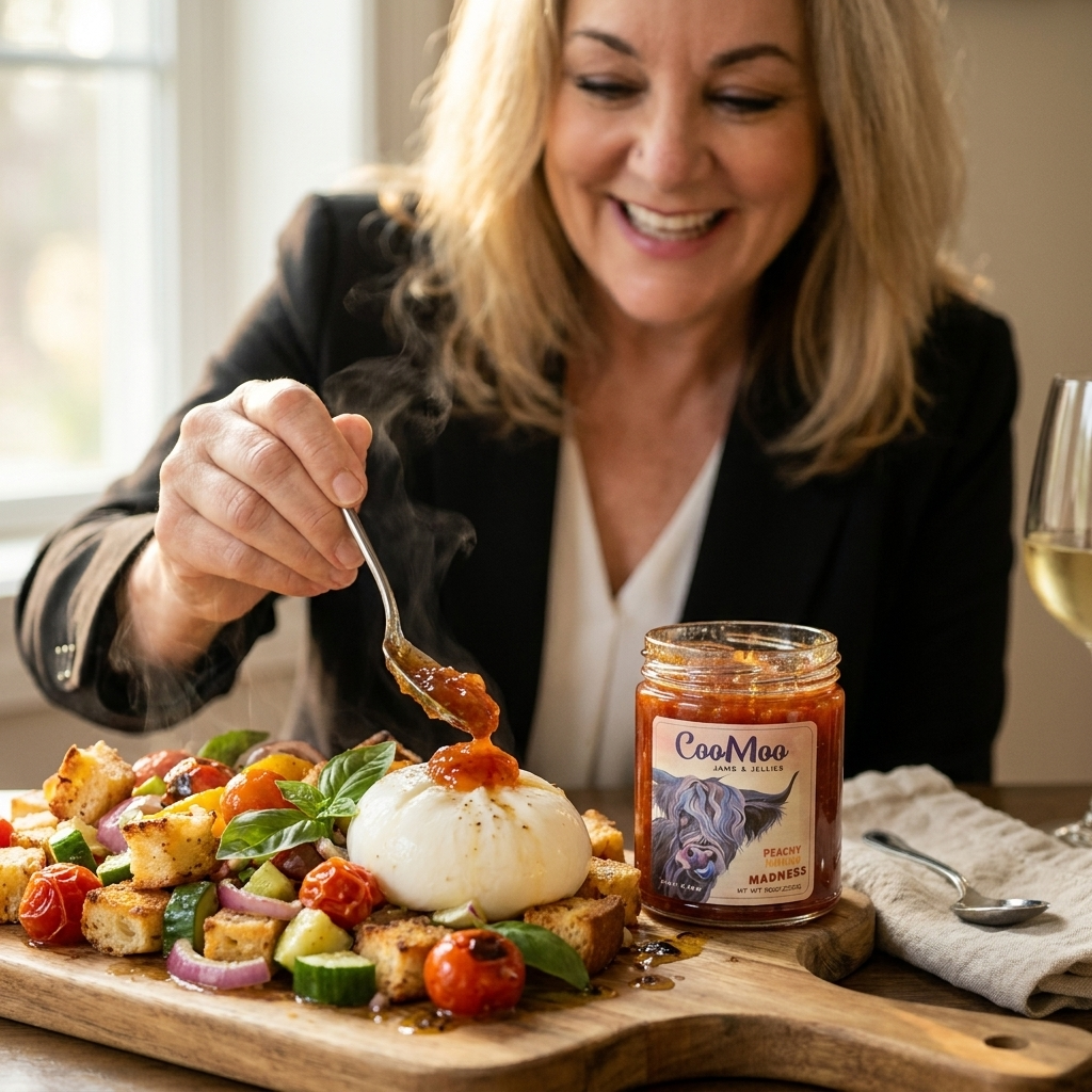 Peachy Mango Madness Summer Panzanella with Burrata