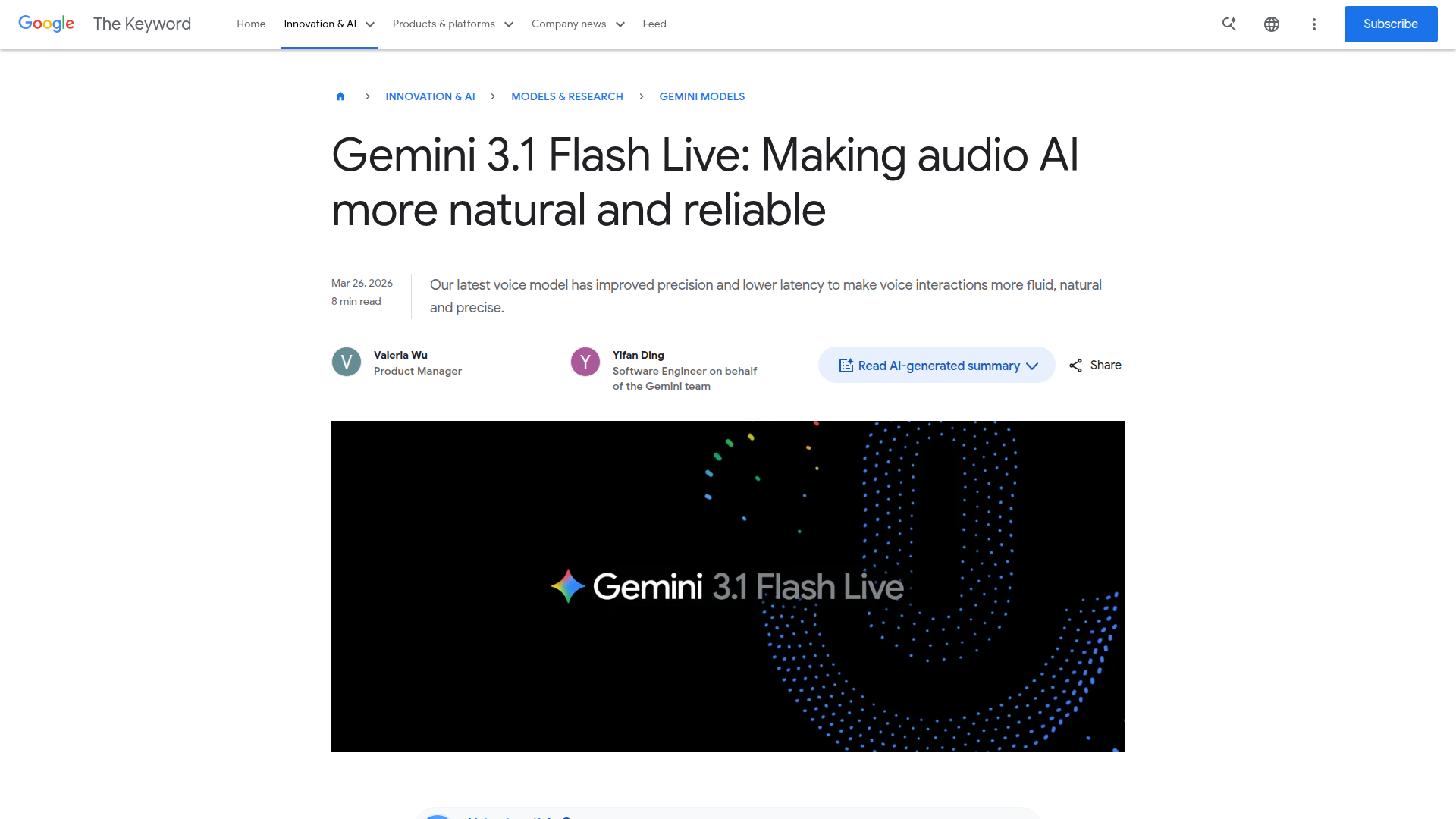 Featured image for Gemini 3.1 Flash Live