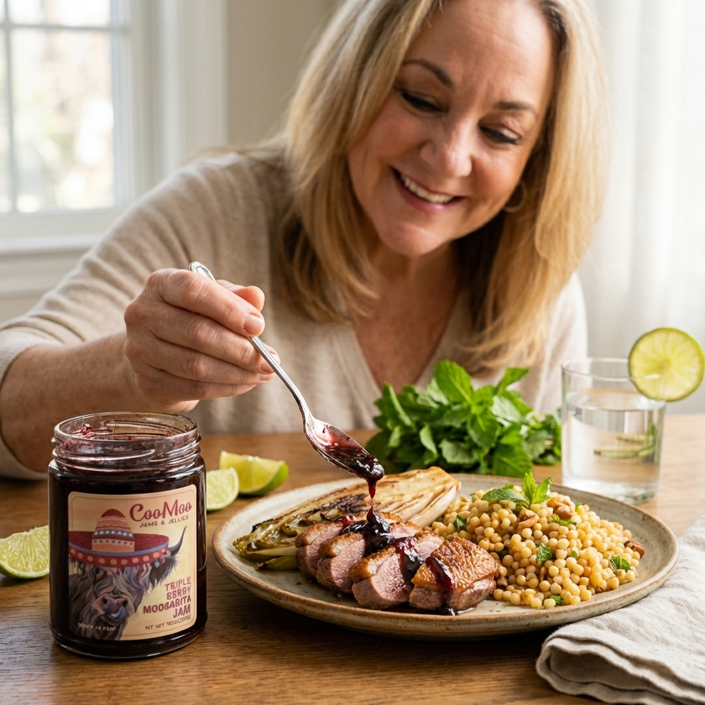 Moogarita Berry Duck Breast with Lime-Charred Endive and Honeyed Couscous
