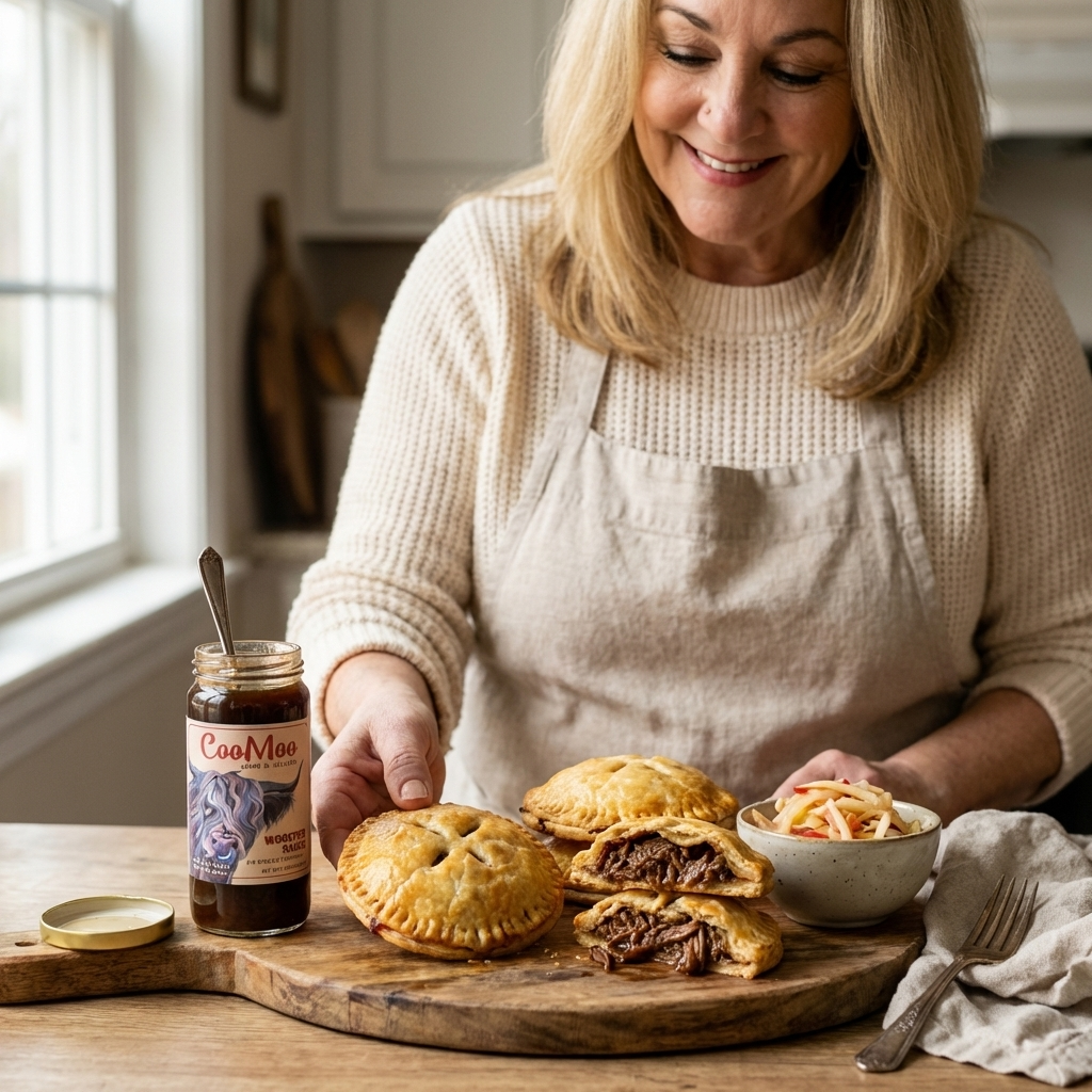 Wooster-Braised Short Rib Hand Pies with Pickled Apple Slaw