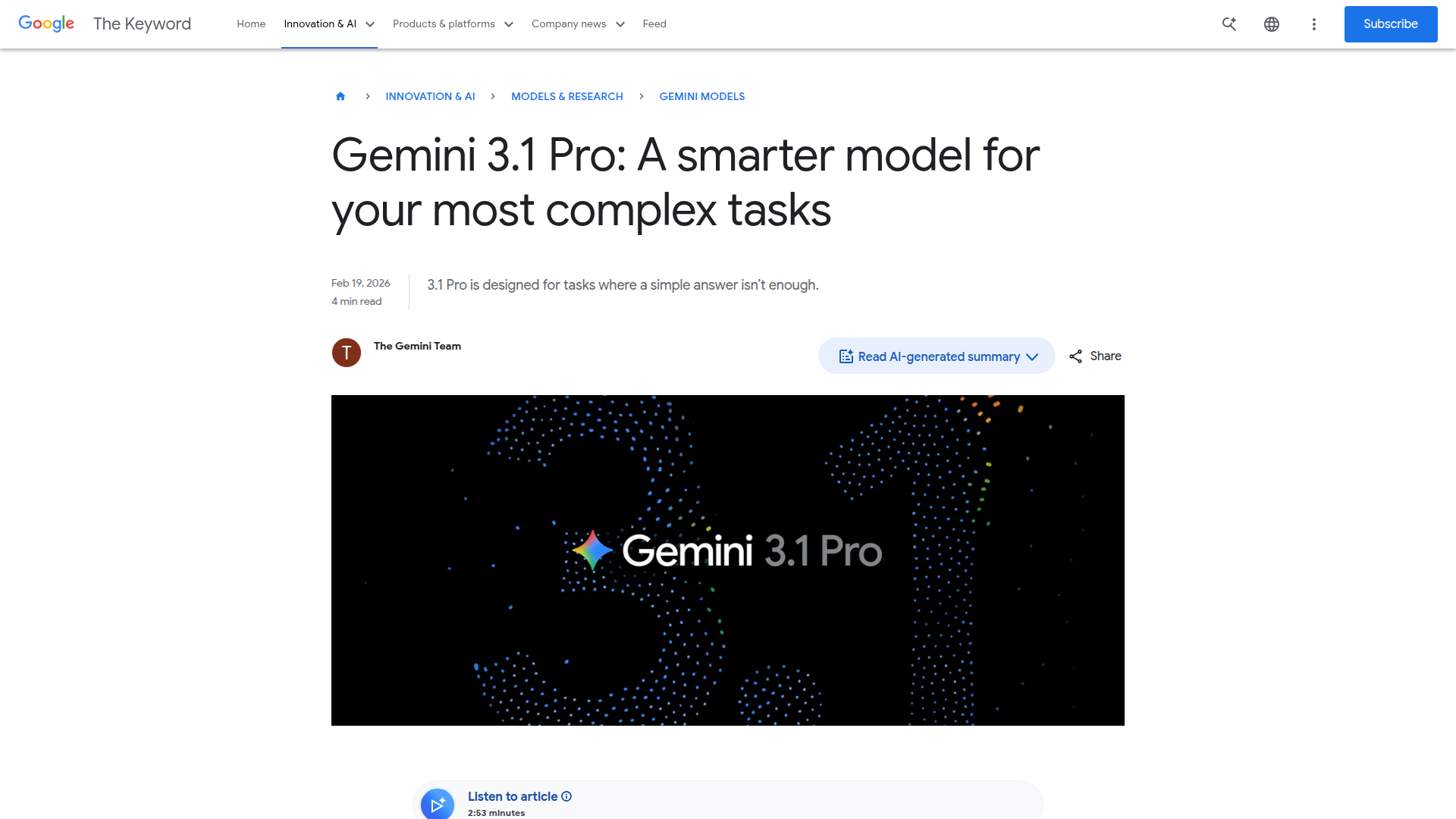 Featured image for Gemini 3.1 Pro