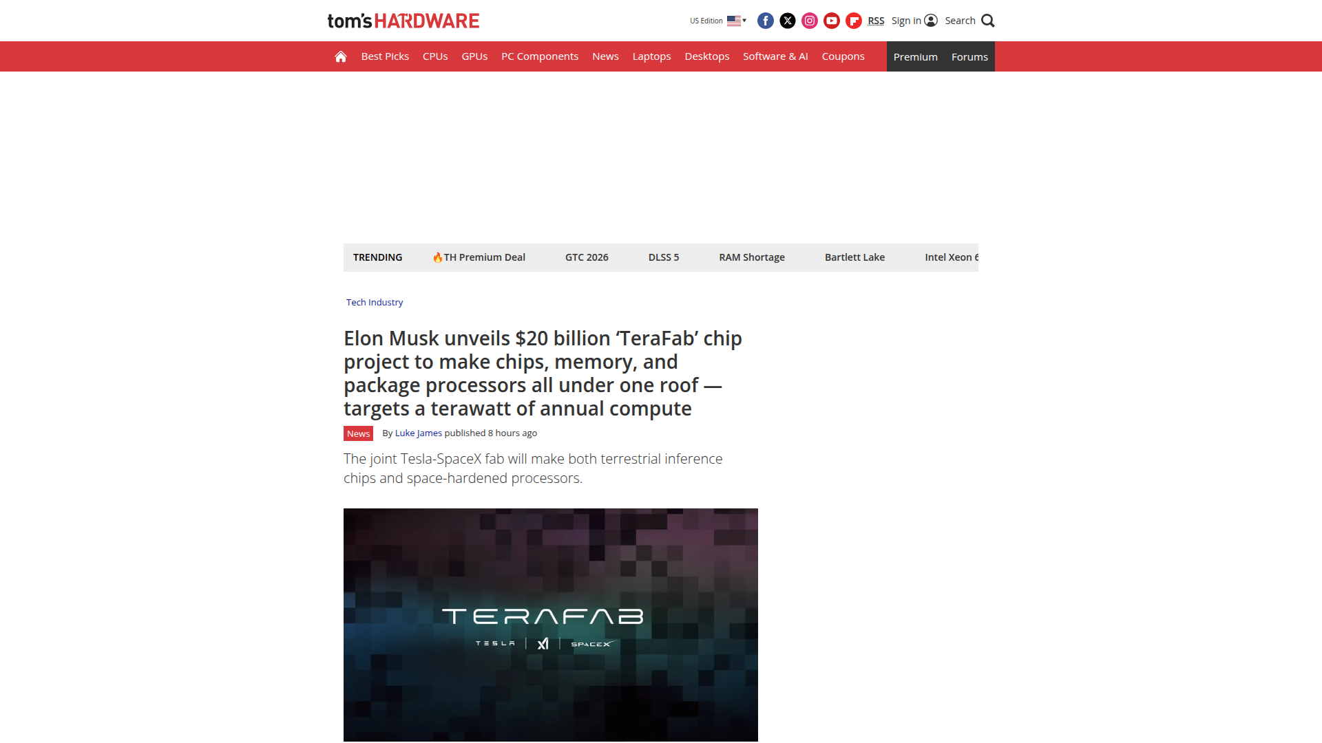 Featured image for Terafab AI Chip Project