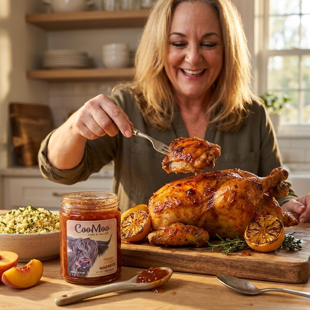 Peachy Mango Madness Glazed Roast Chicken