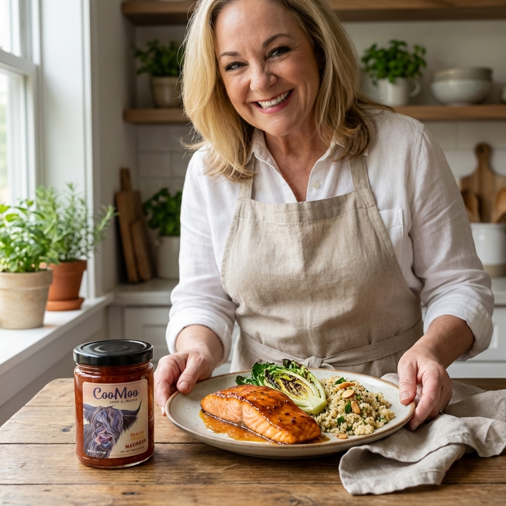 Peachy Mango Madness Glazed Salmon