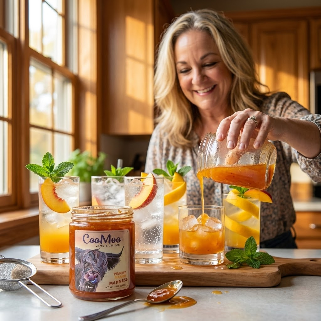 Peachy Mango Madness Sparkling Shrub & Gin Cocktail