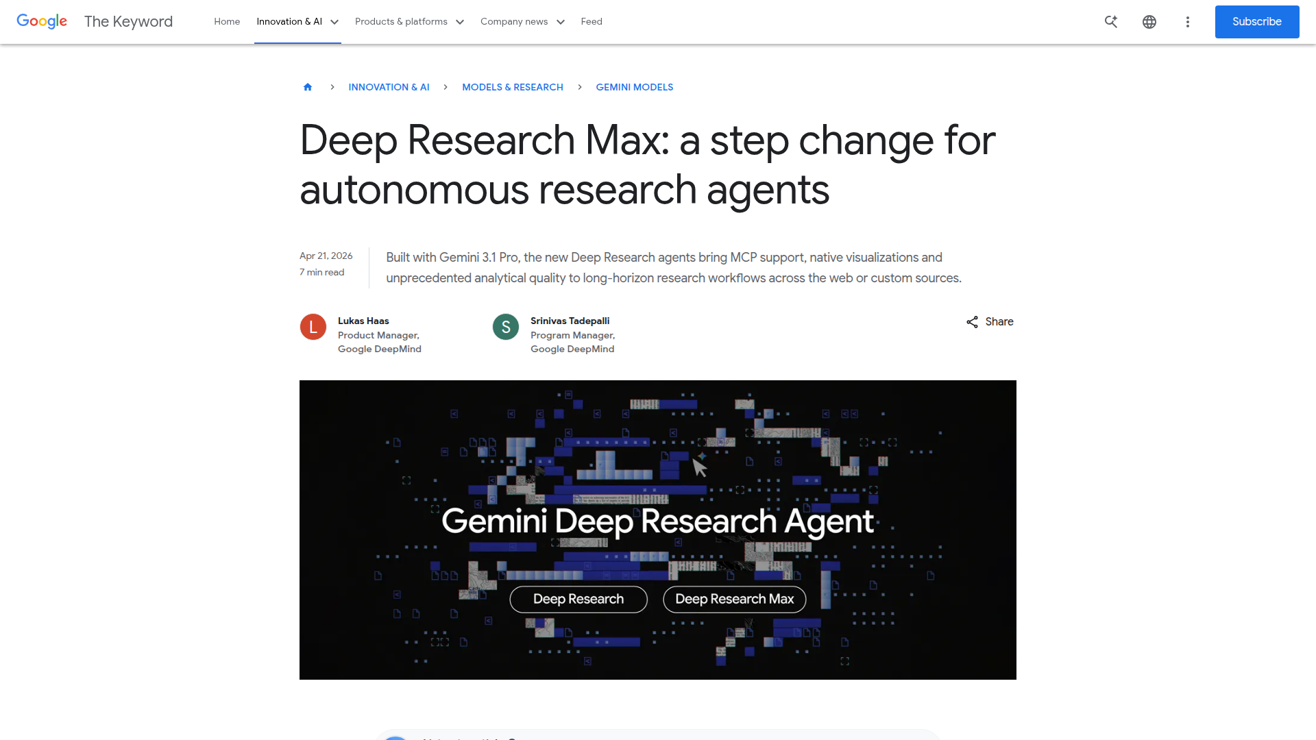 Featured image for Google Deep Research Max