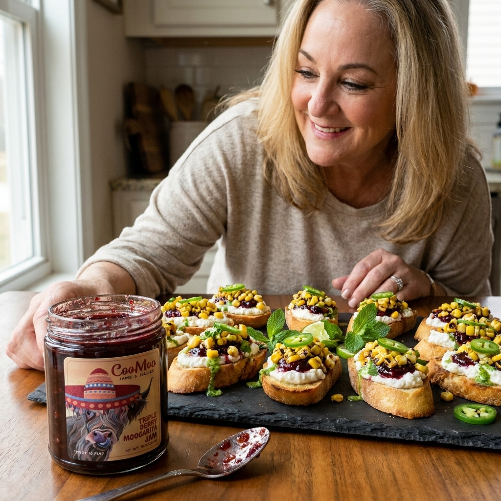 Triple Berry Moogarita Crostini