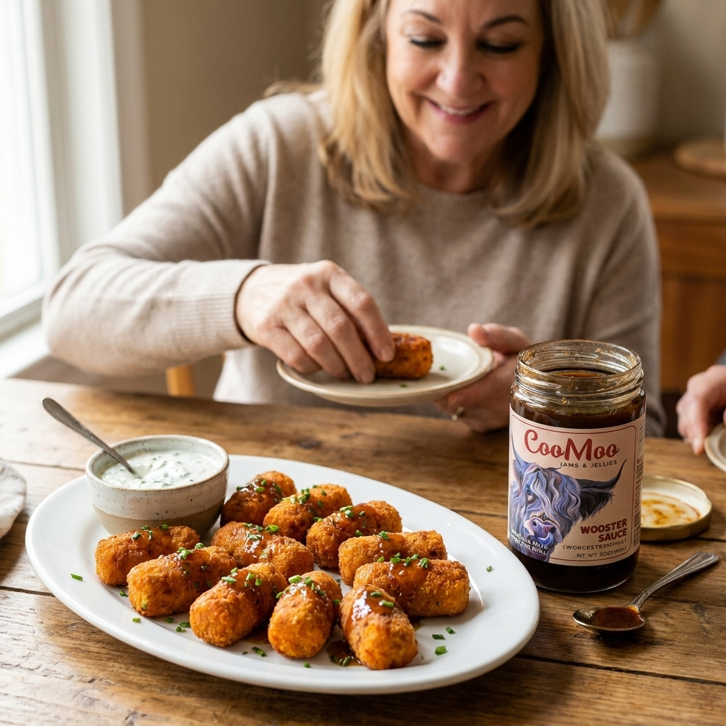 Wooster Glazed Sweet Potato Croquettes with Herbed Yogurt Dip