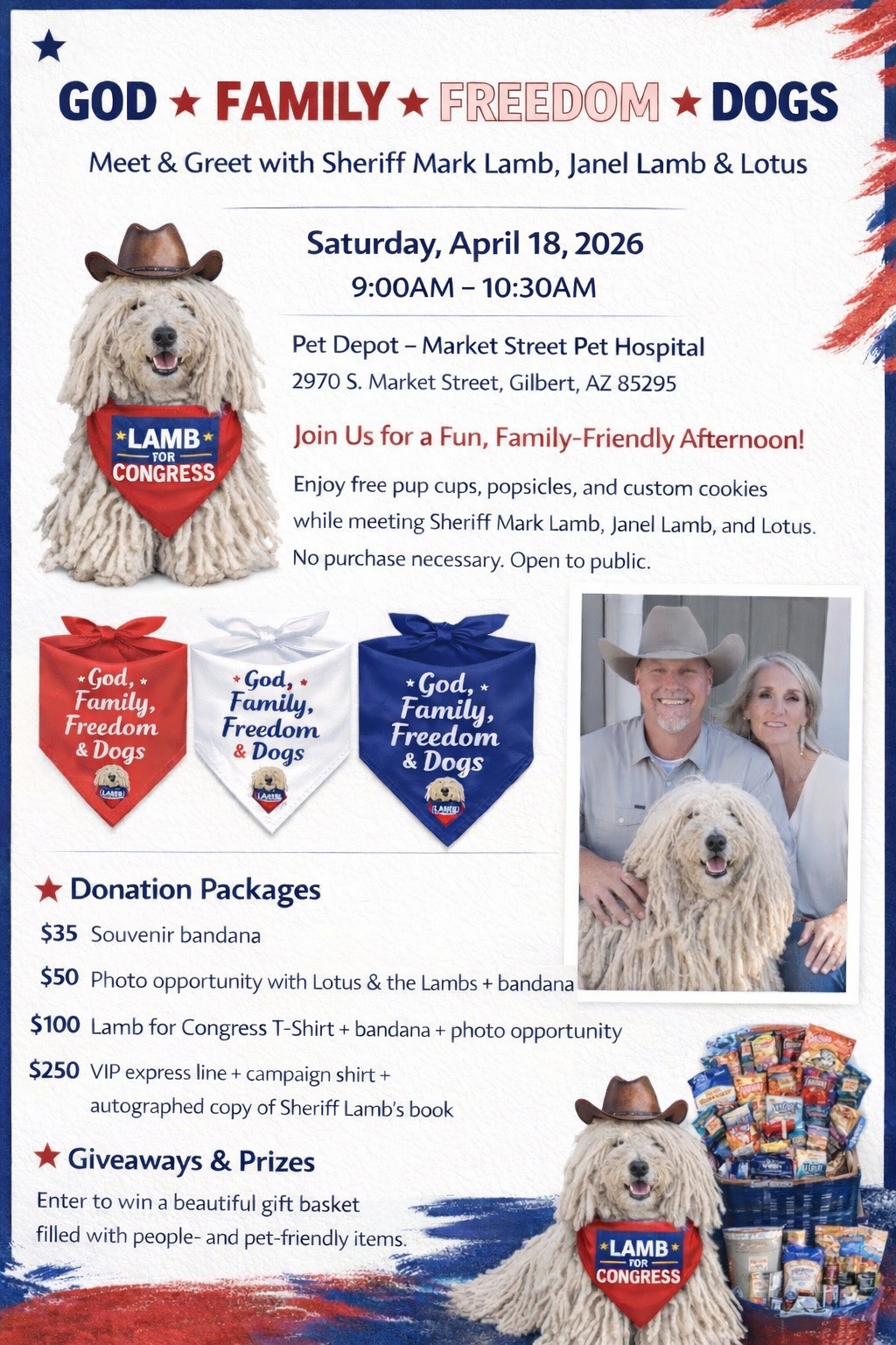 Meet and greet event with Mark and Janel Lamb with Lotus the dog