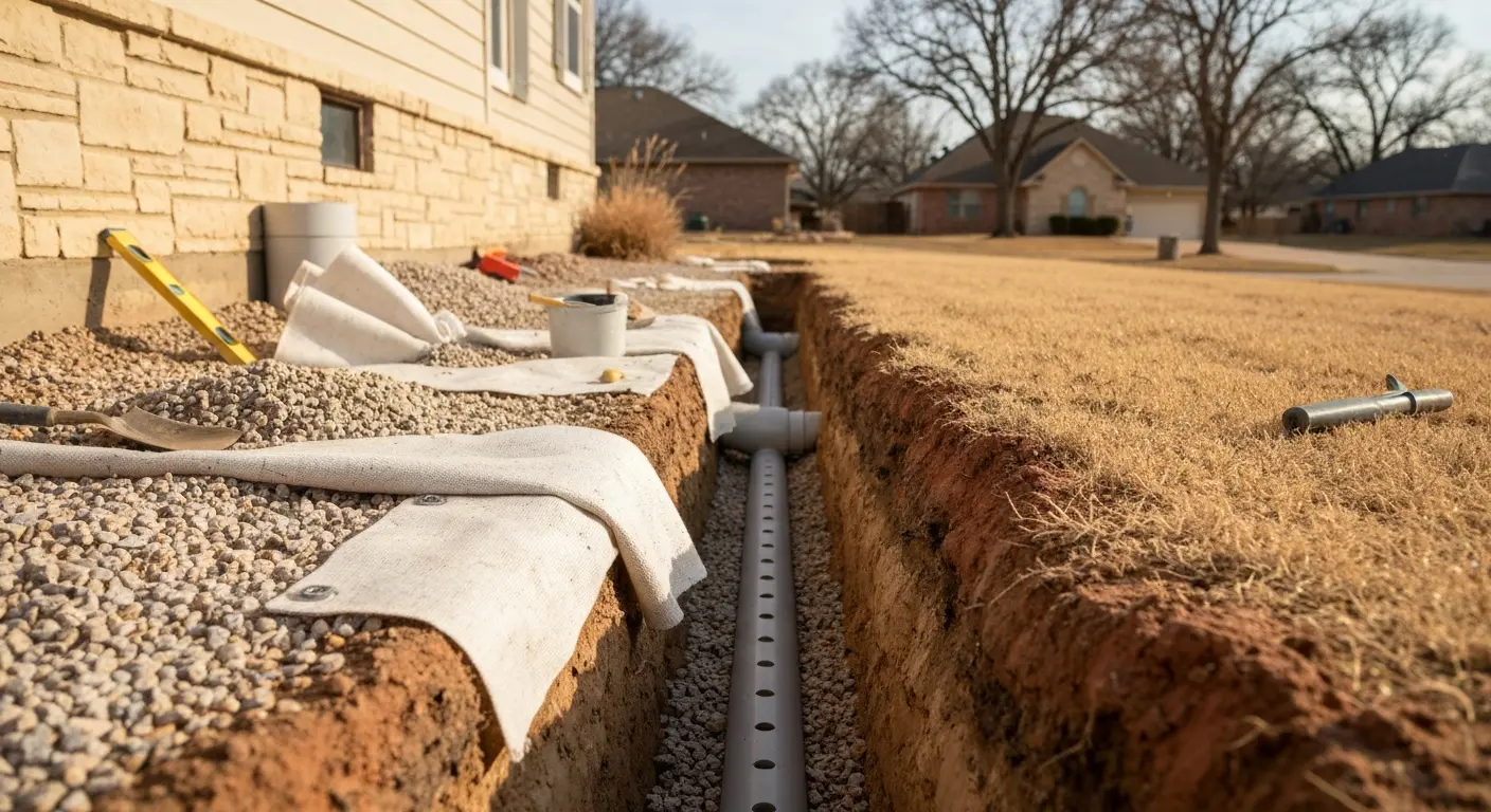 French drain installation project