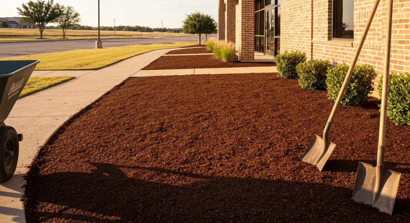 Commercial landscape mulching