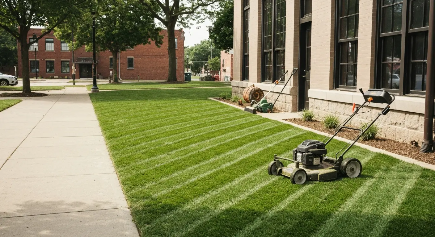 Commercial property lawn maintenance