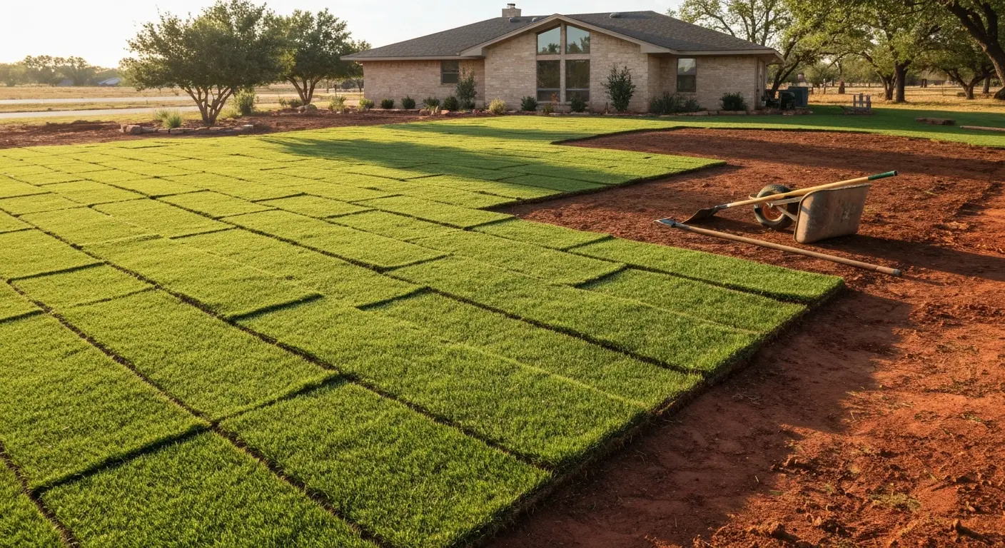 Fresh sod installation