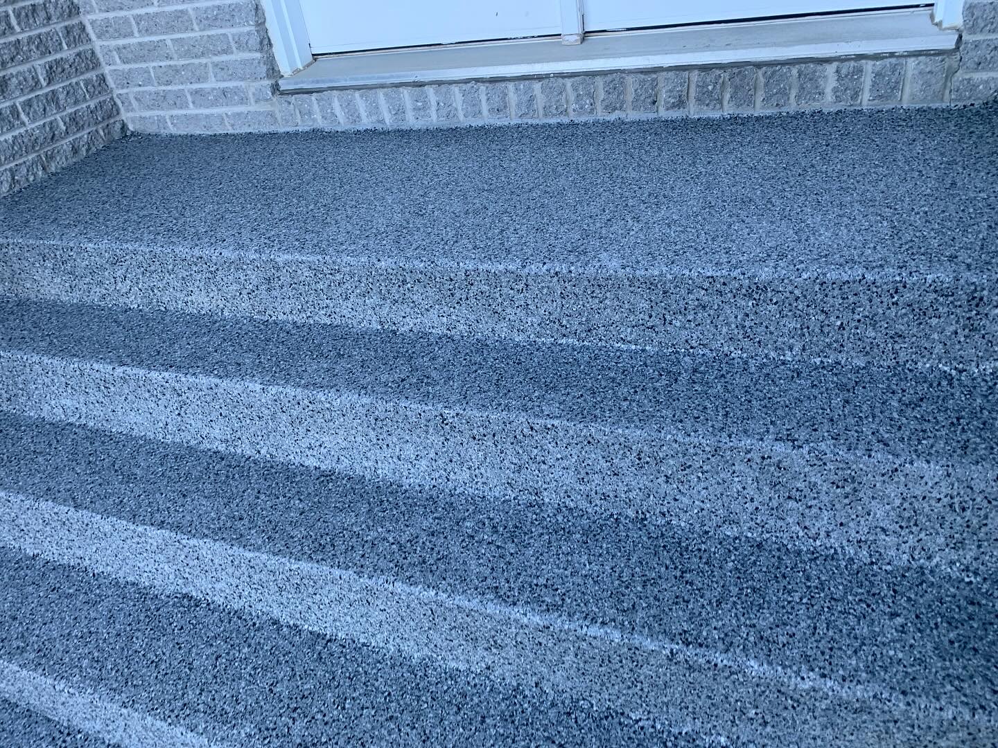 Concrete steps to flake coating after