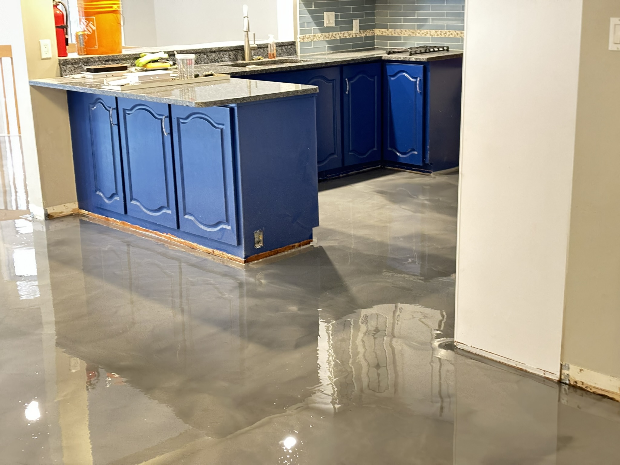 Kitchen tile to metallic epoxy after