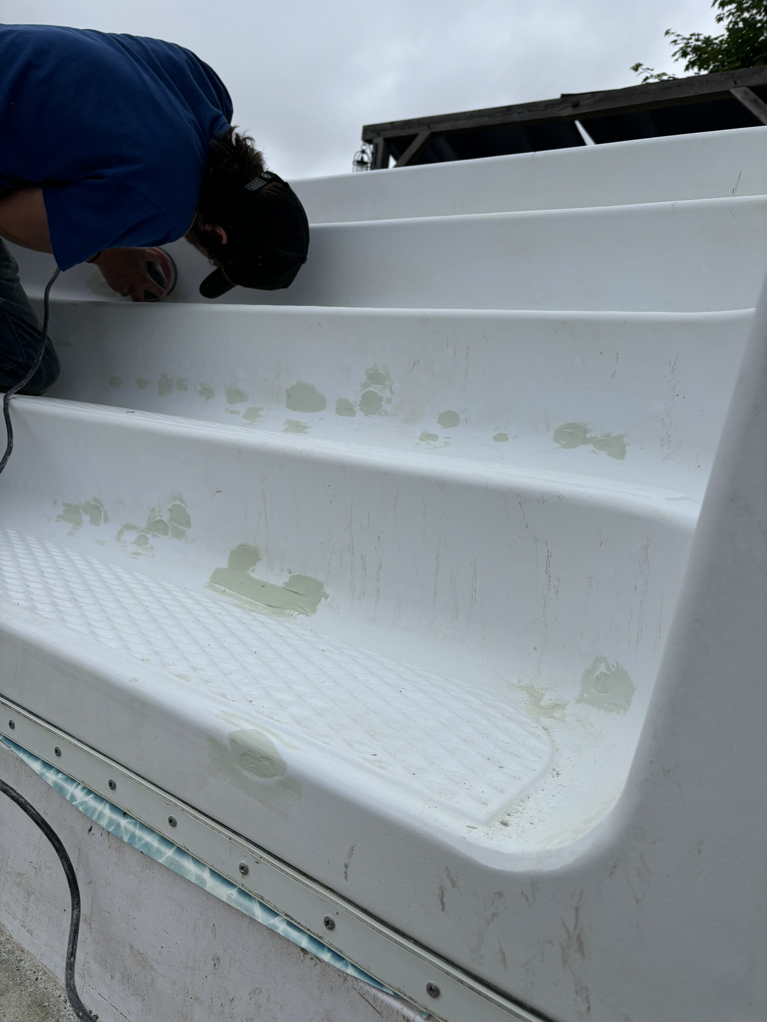 Pool step repair & resurfacing before