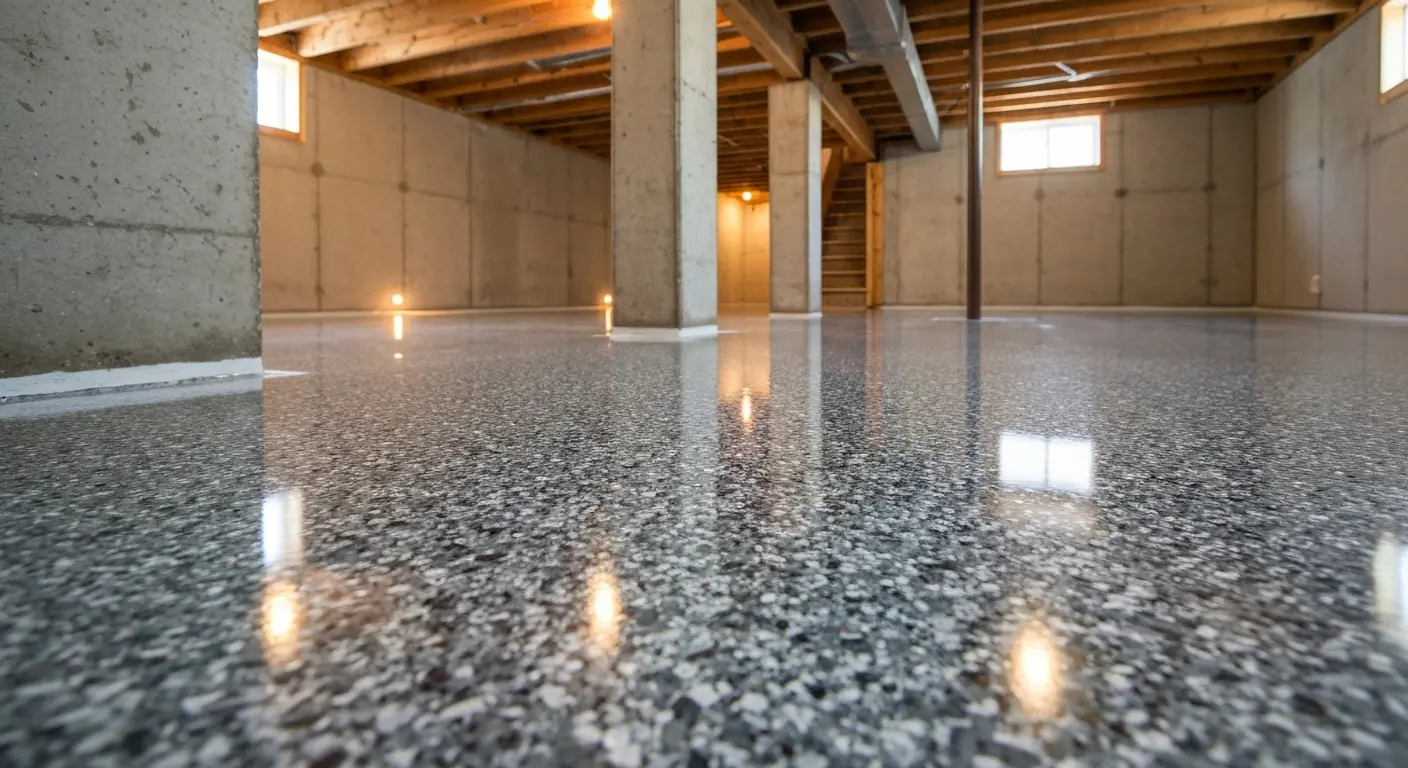 Epoxy flake flooring basement