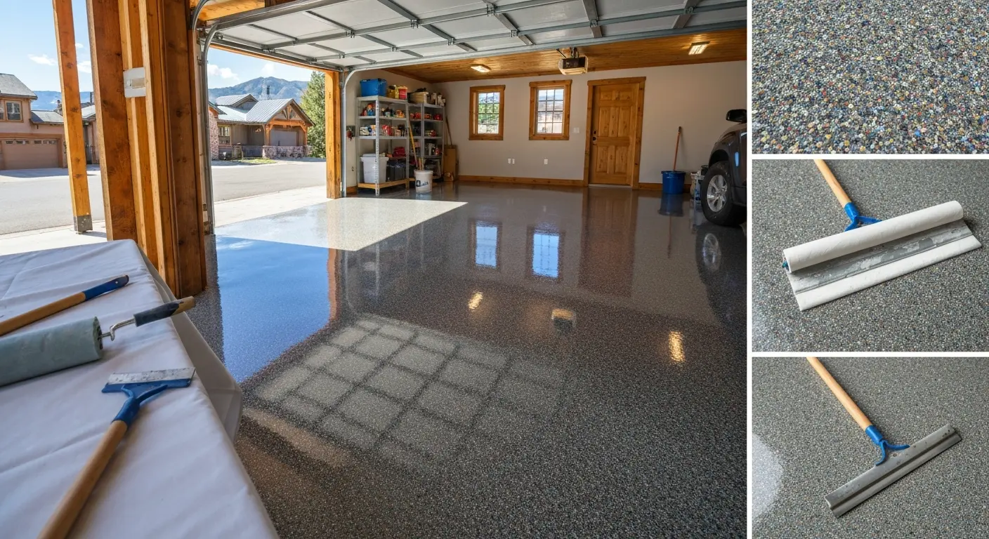 Epoxy flake garage flooring finish