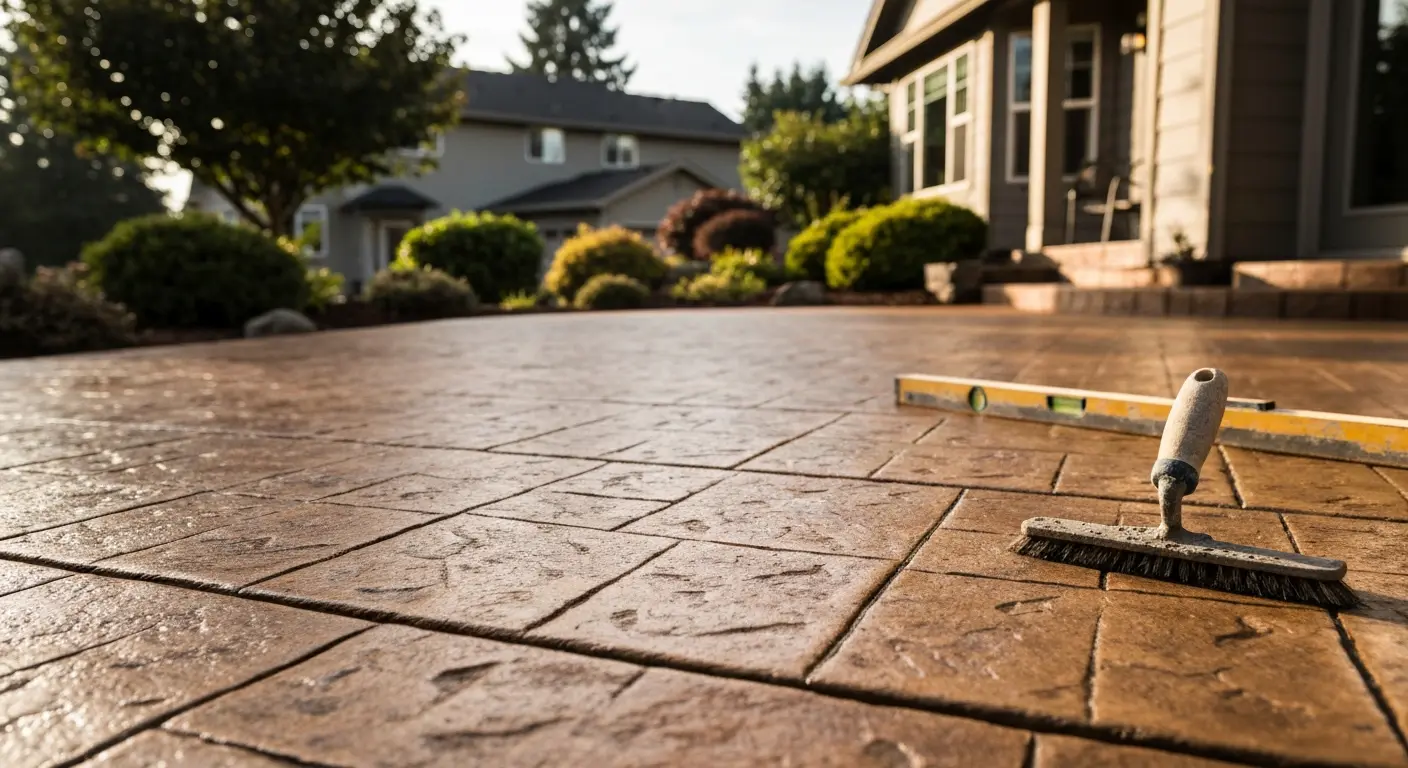 Stamped and stained concrete patio