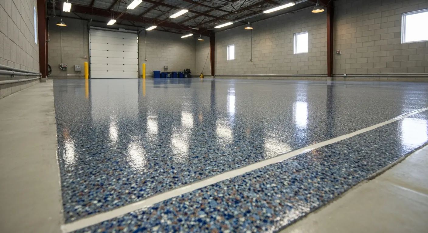 Epoxy flake flooring application