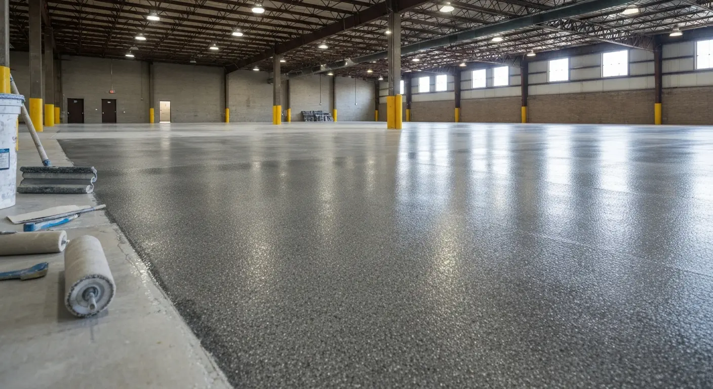 Industrial epoxy flooring warehouse