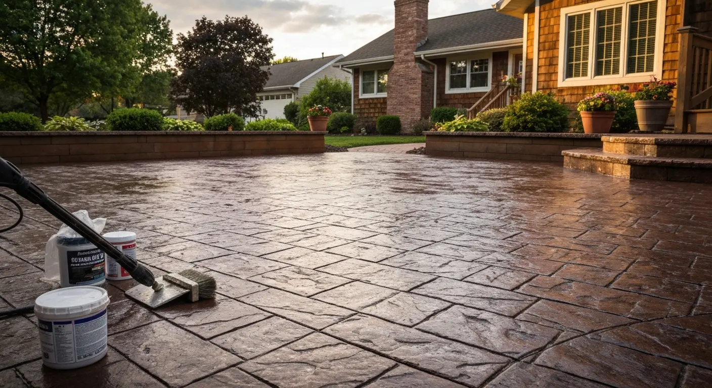 Restored stamped concrete patio