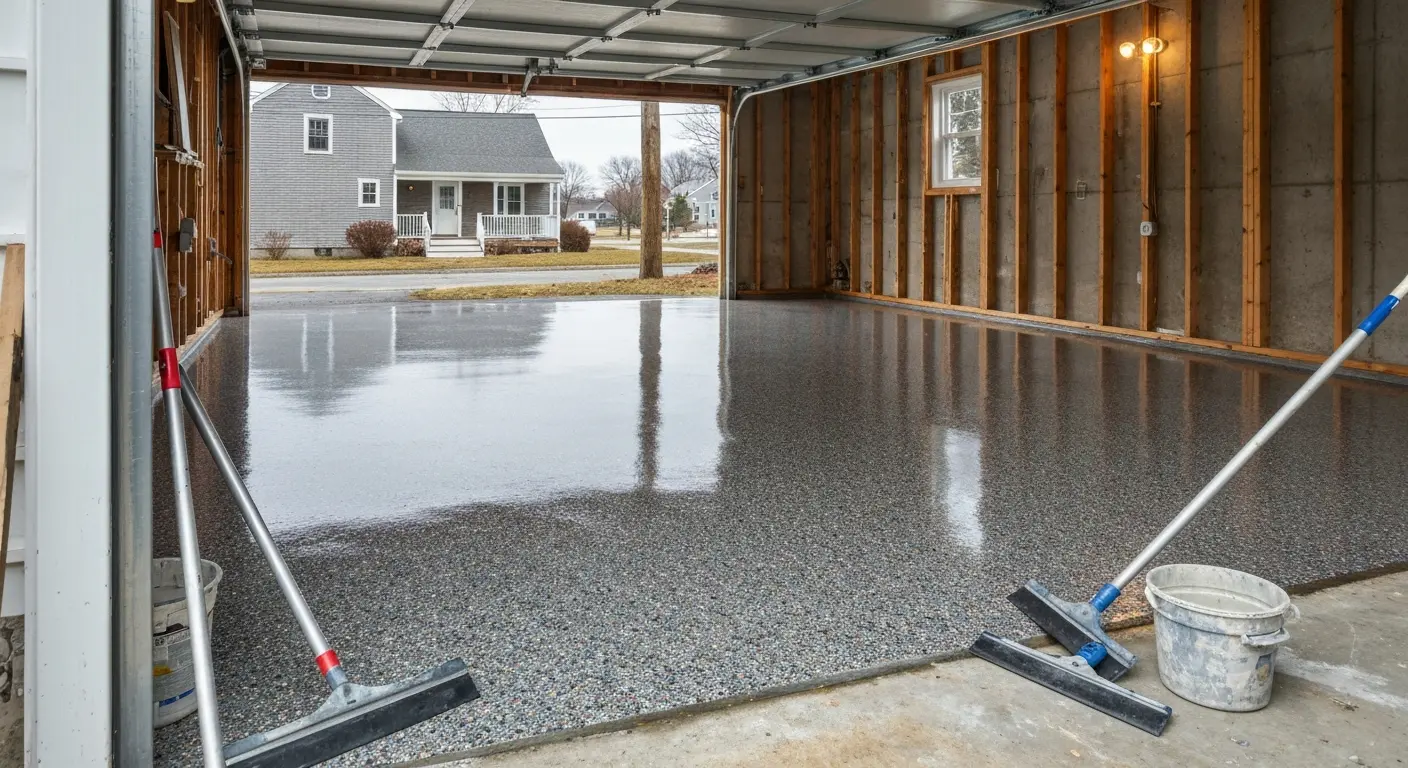 Garage epoxy flake floor