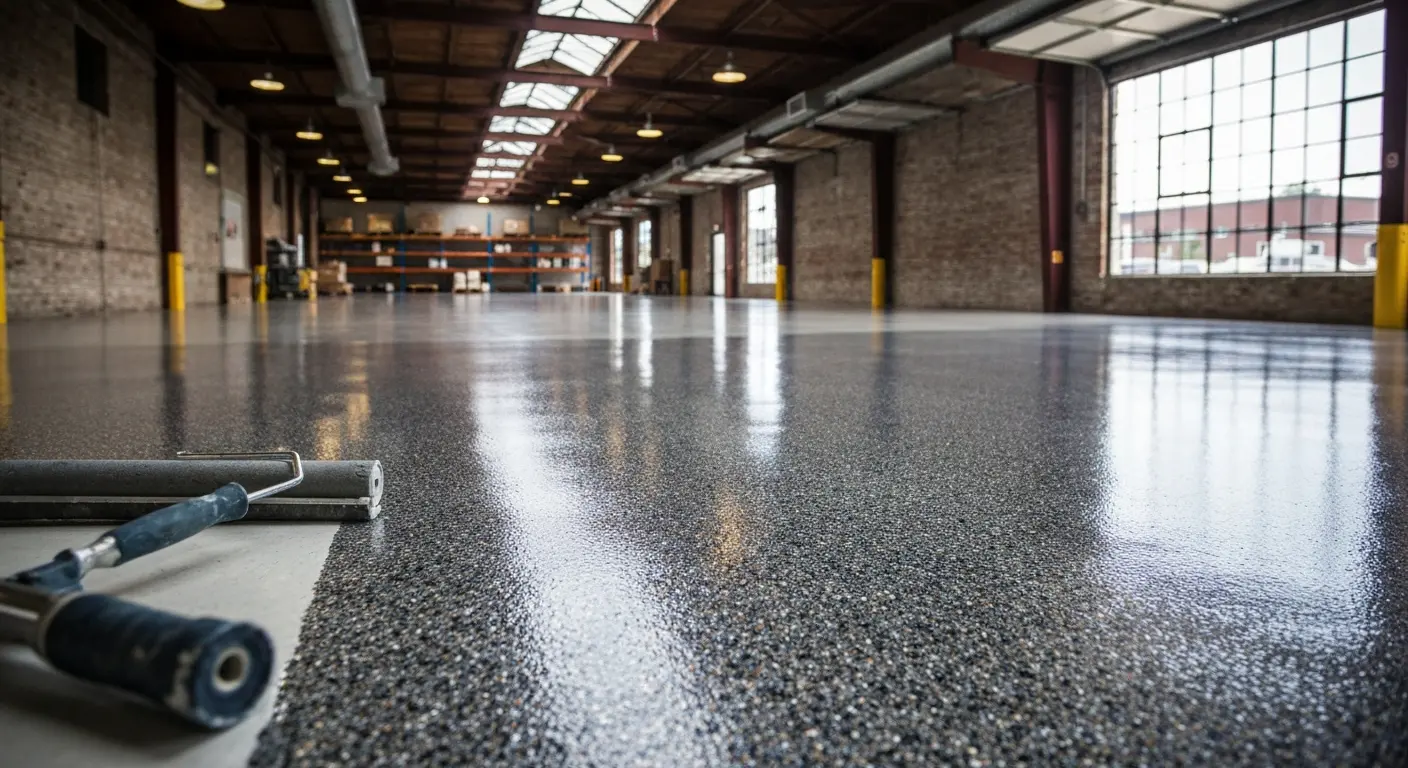 Flake epoxy warehouse floor